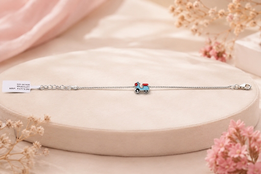 925 Sterling Silver Kids Scooter Charm Bracelet | Cute Everyday Jewellery